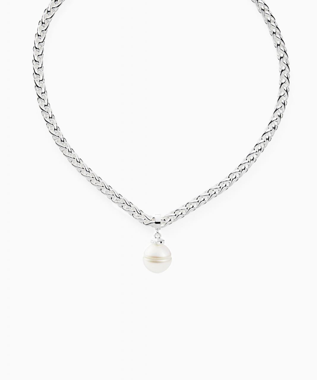Kailis – Geometric Sliding Pearl Necklace, Sterling Silver