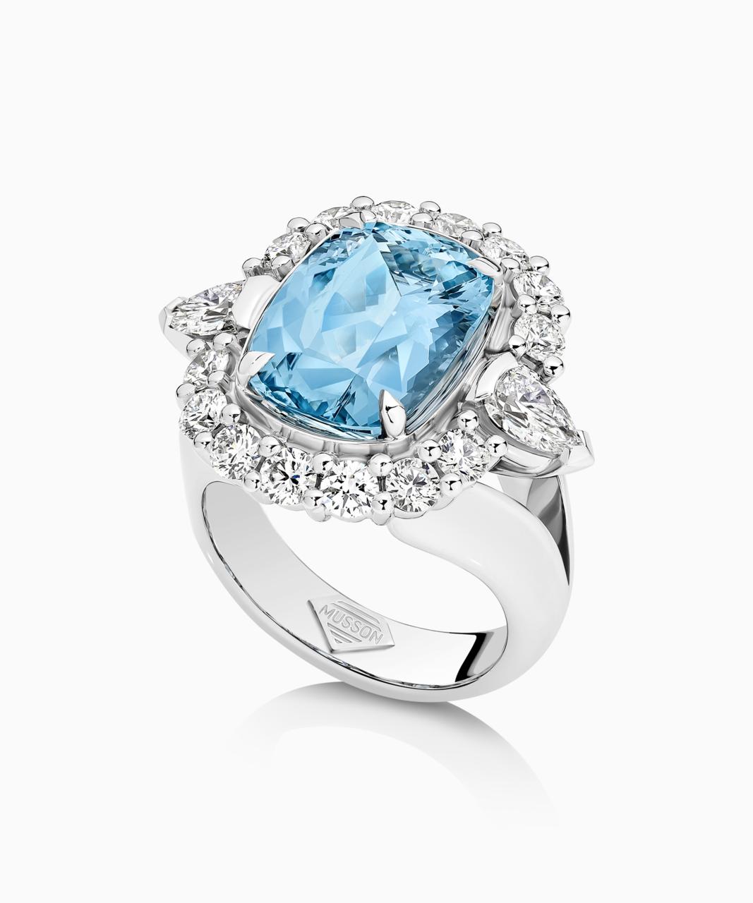 Bridal Set Zales Aquamarine Rose Gold Ring Princess-Cut Diamond