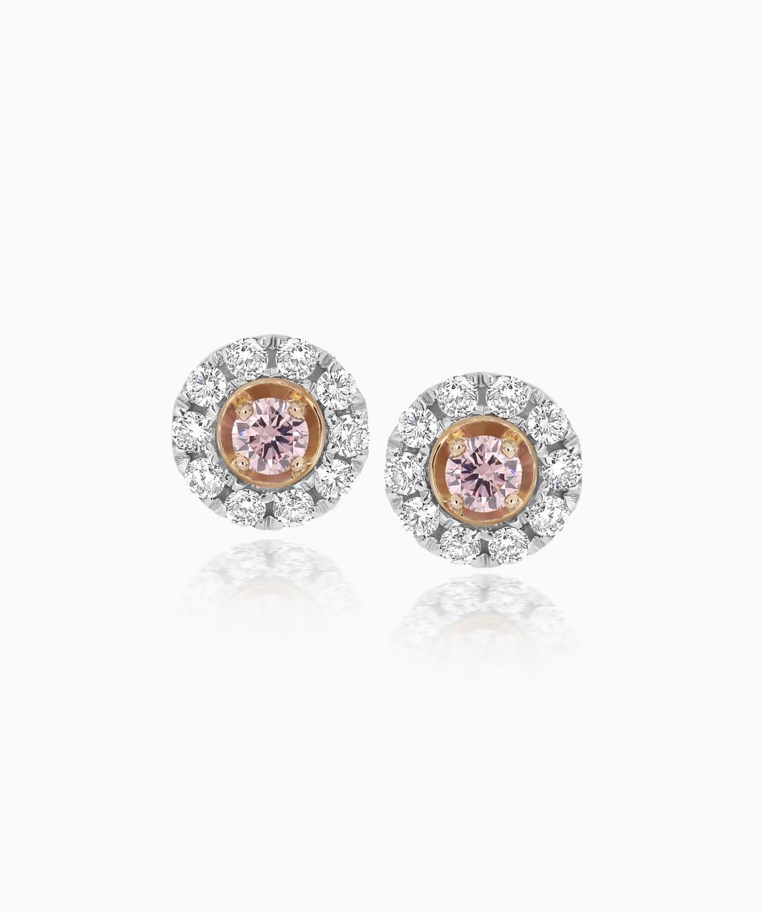 Halo Argyle Pink Diamond Earrings