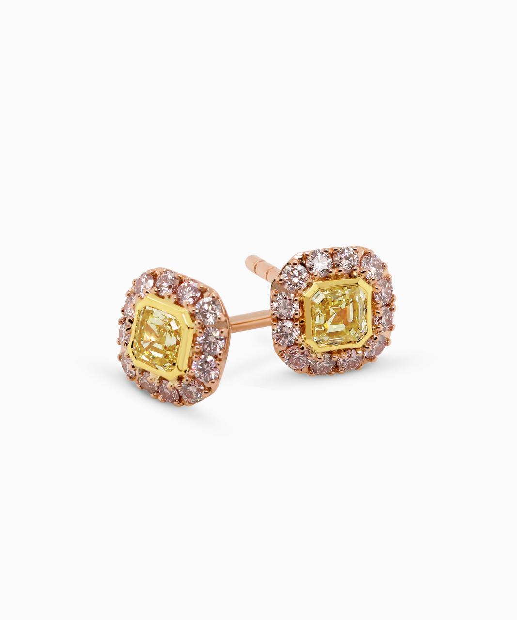 Lucie Yellow and Argyle Pink Diamond Earrings