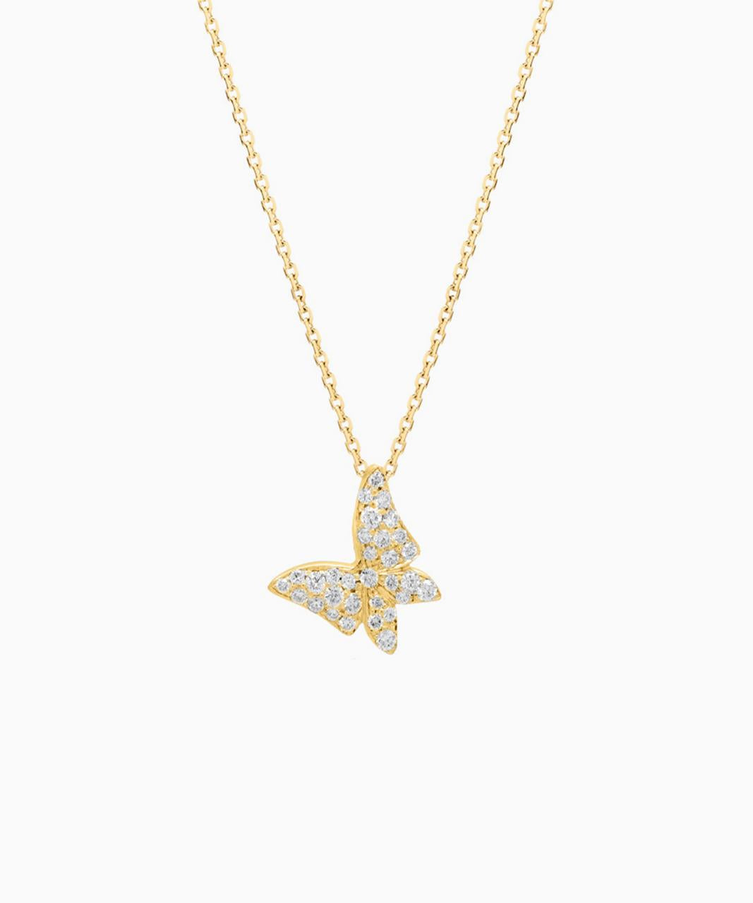 White Butterfly Diamond Necklace - Medio