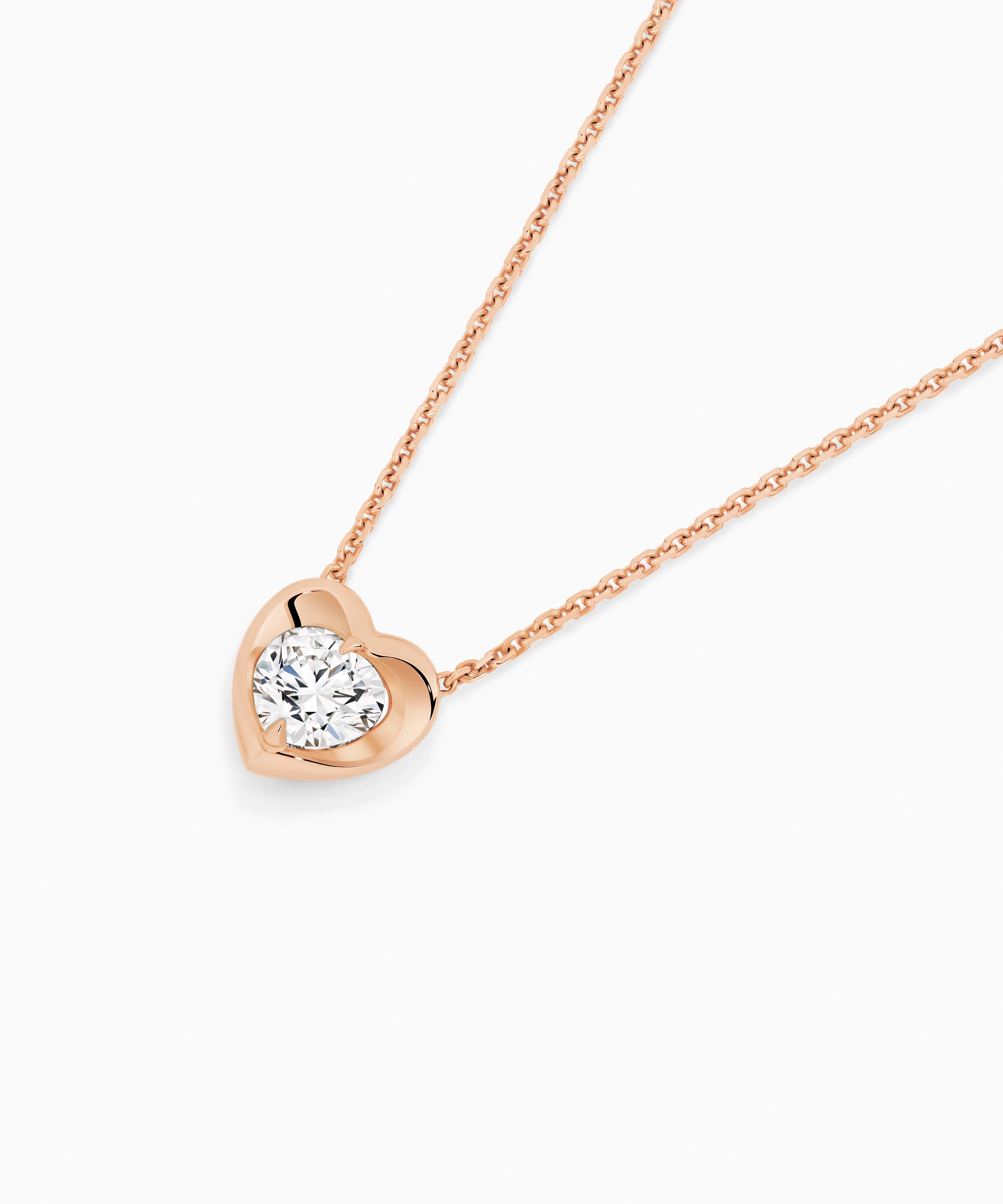 Amore Heart Diamond Necklace, 18ct Rose Gold