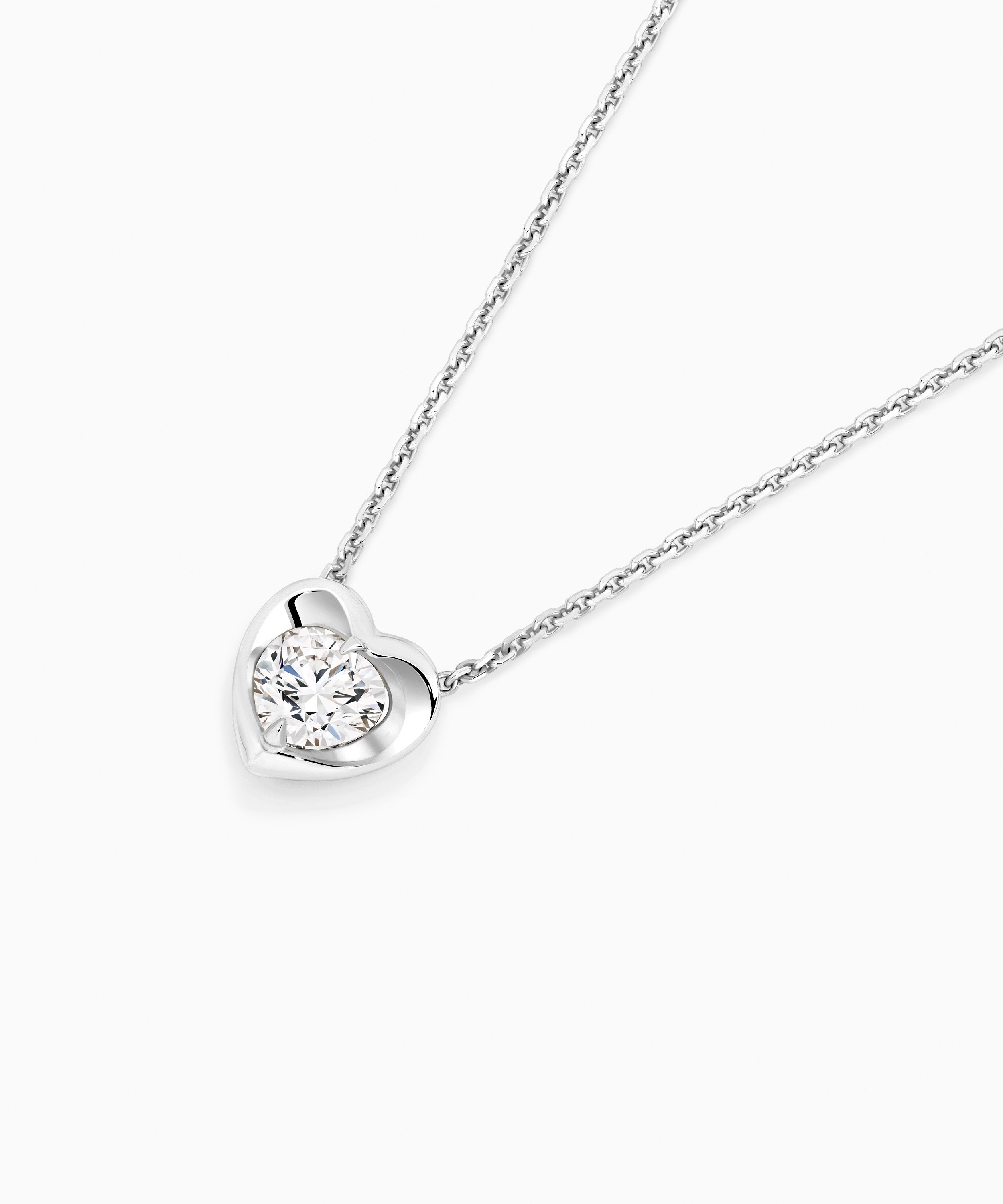 Amore Heart Diamond Necklace, 18ct White Gold