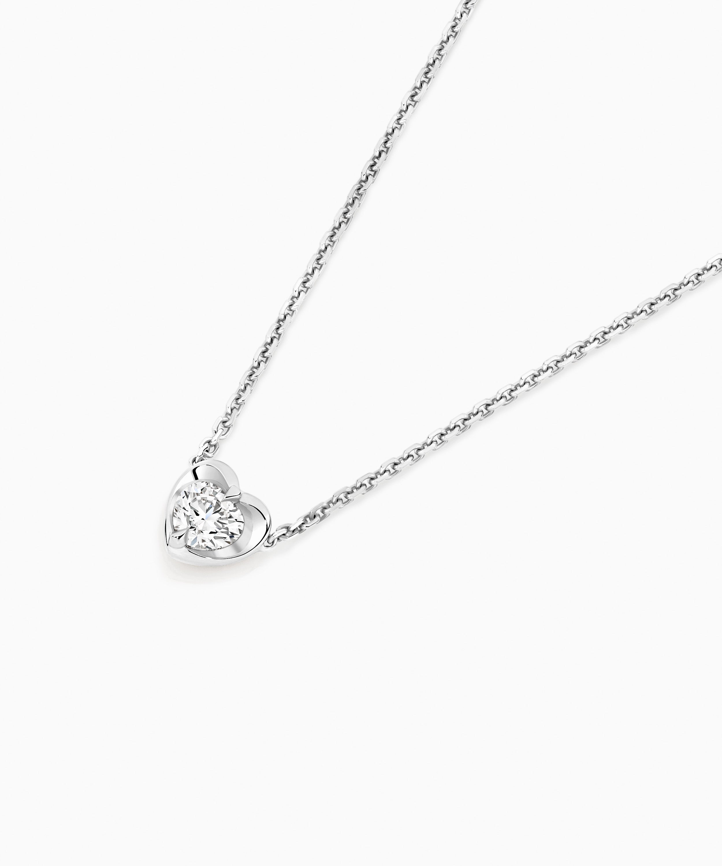 Amore Heart Diamond Necklace, 18ct White Gold