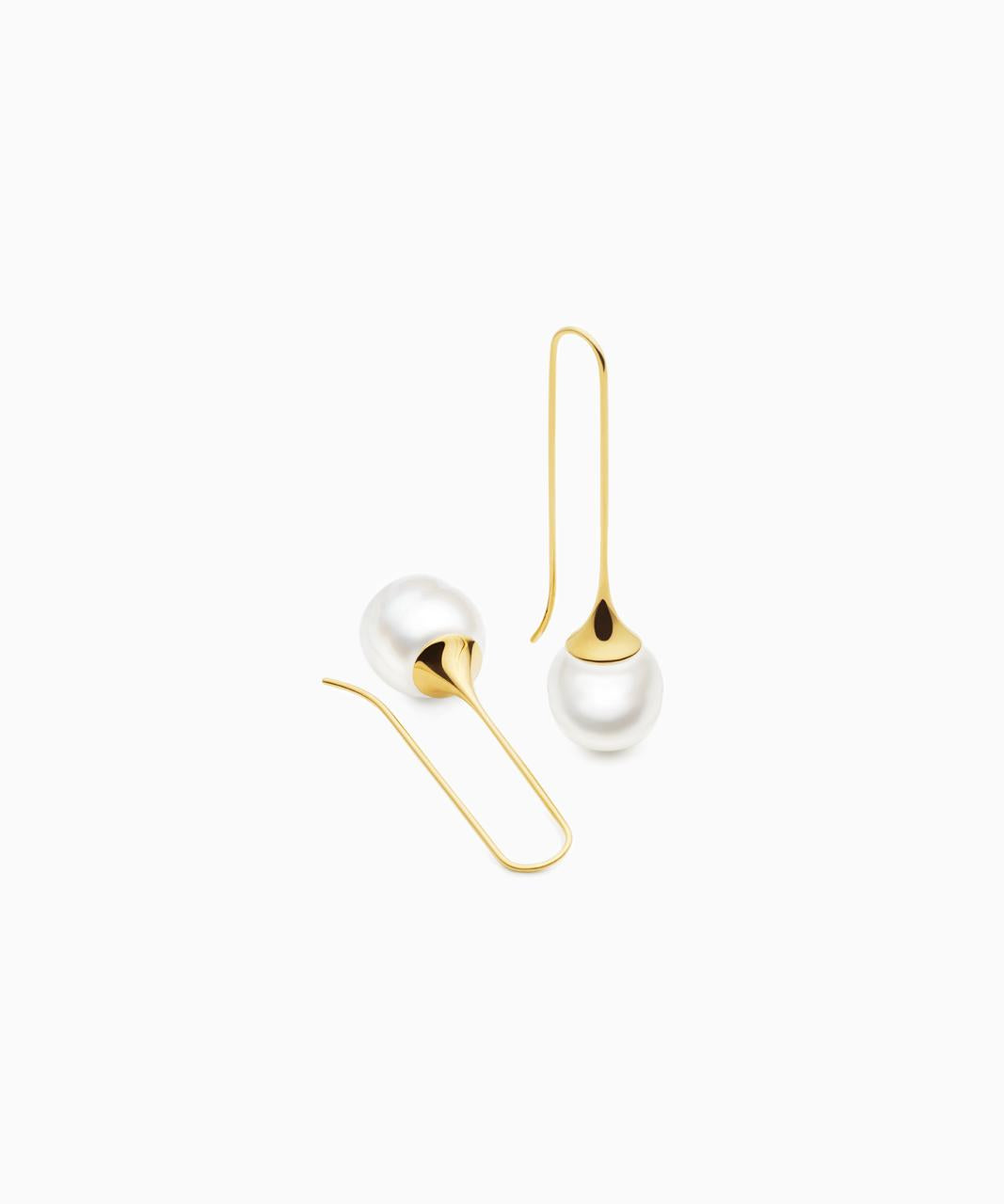Kailis - Large Trumpet Pearl Earrings, Yellow Gold