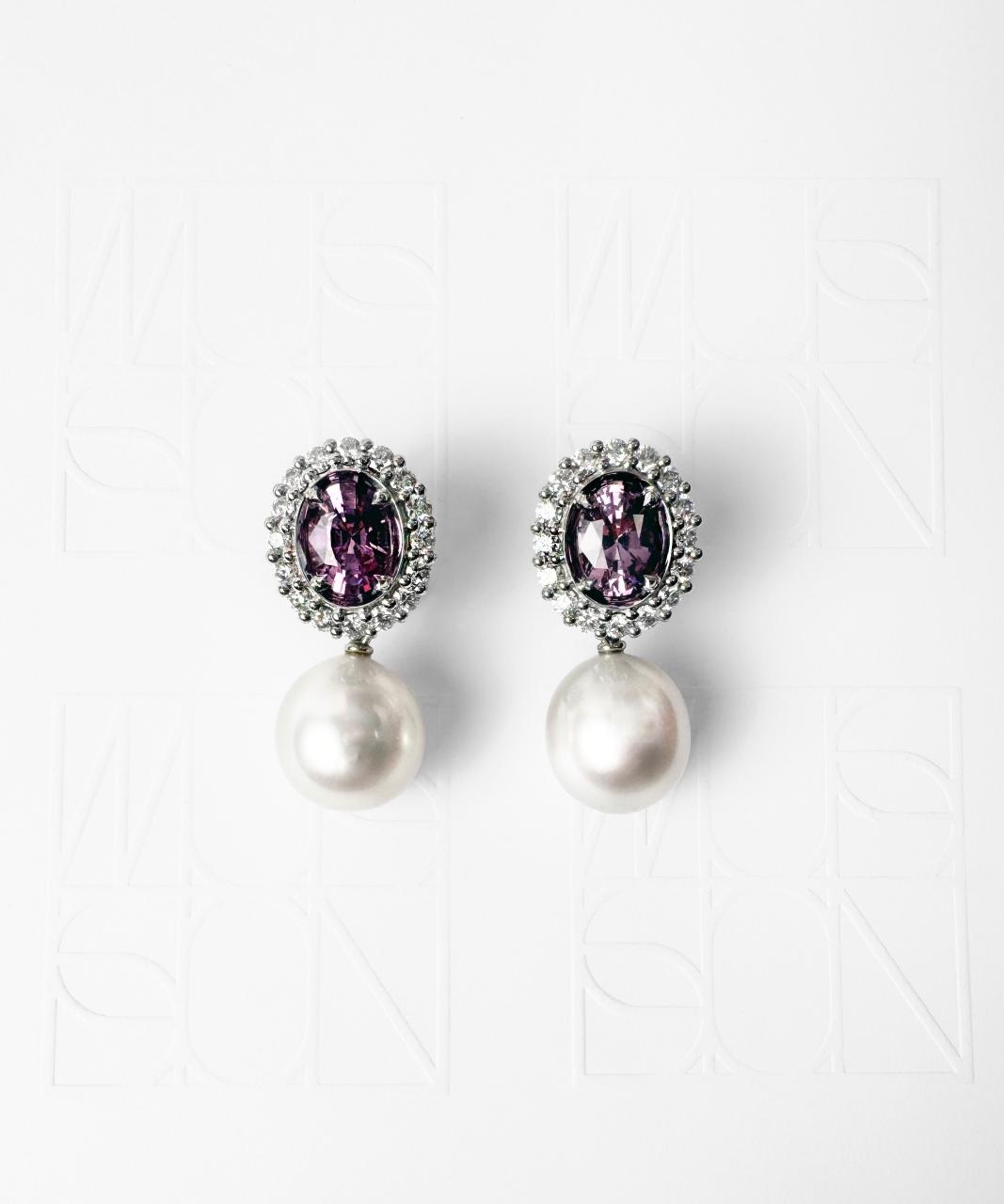 Pink Spinel and Diamond Stud Earrings, 18ct White Gold