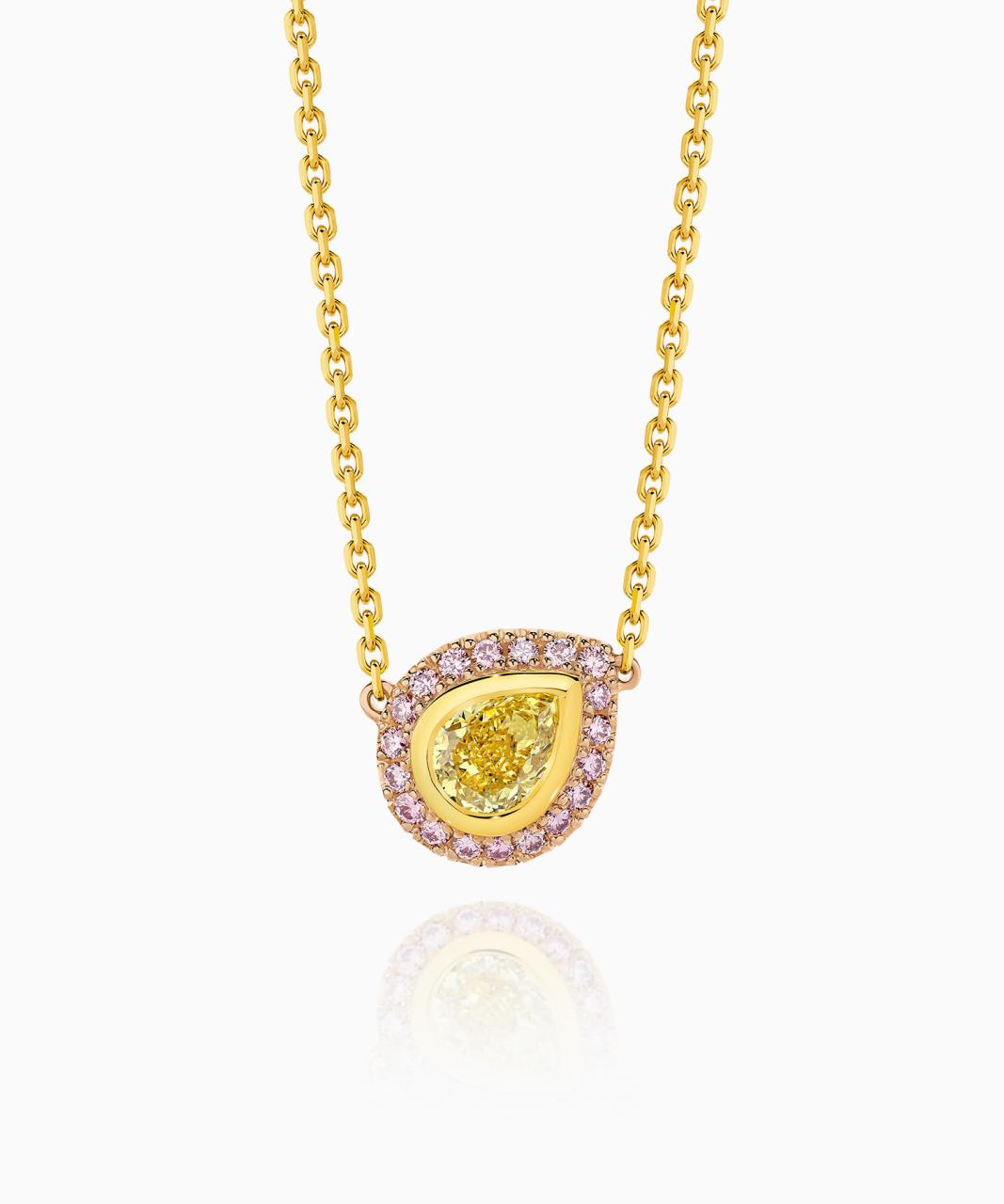 Lucie Yellow Pear and Argyle Pink Diamond  Necklace