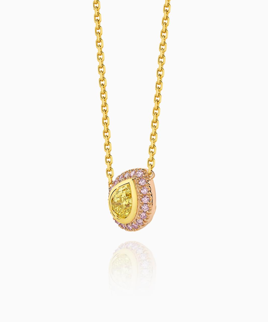 Lucie Yellow Pear and Argyle Pink Diamond  Necklace