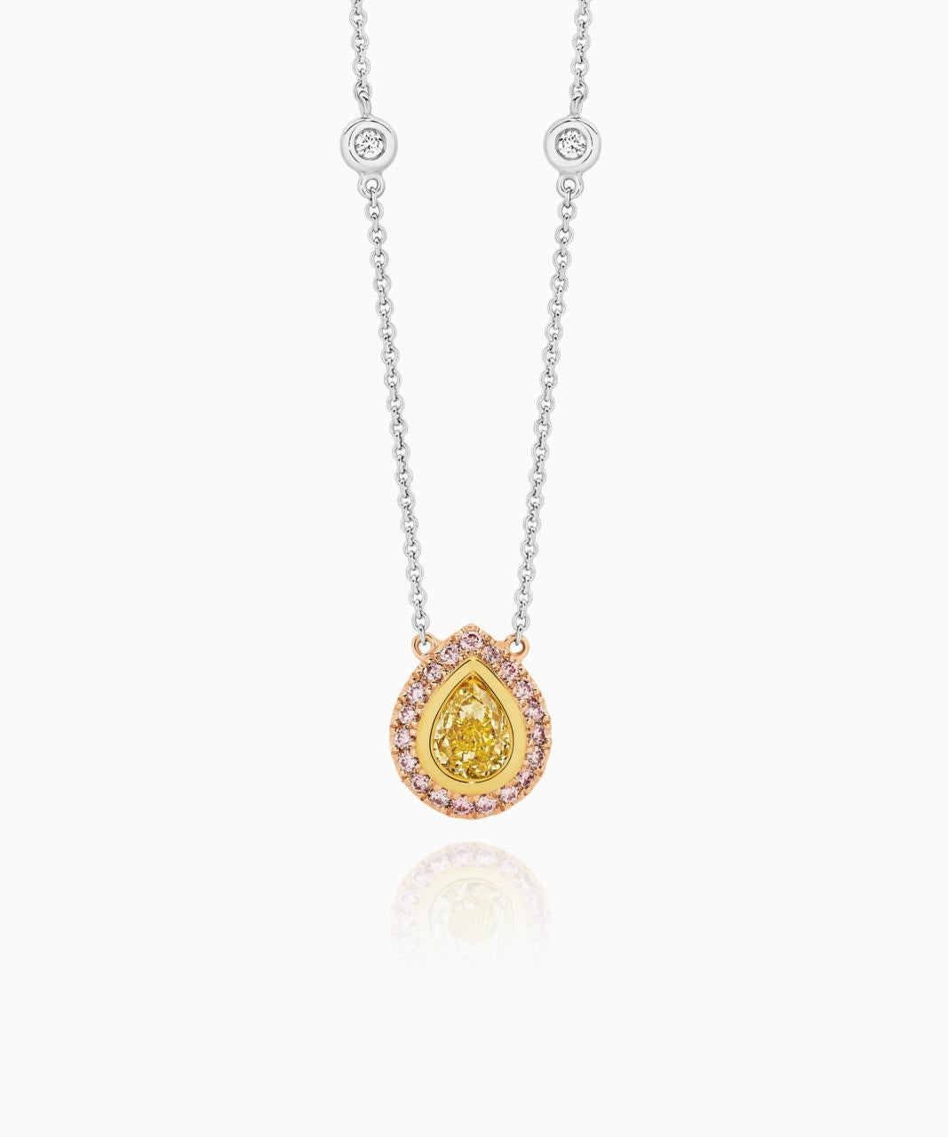 Lucie Yellow Pear and Argyle Pink Diamond  Necklace