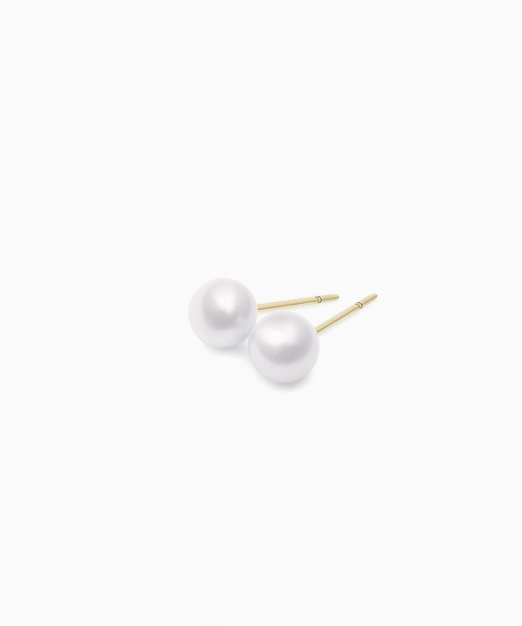 Akoya Pearl Stud Earrings, Yellow Gold