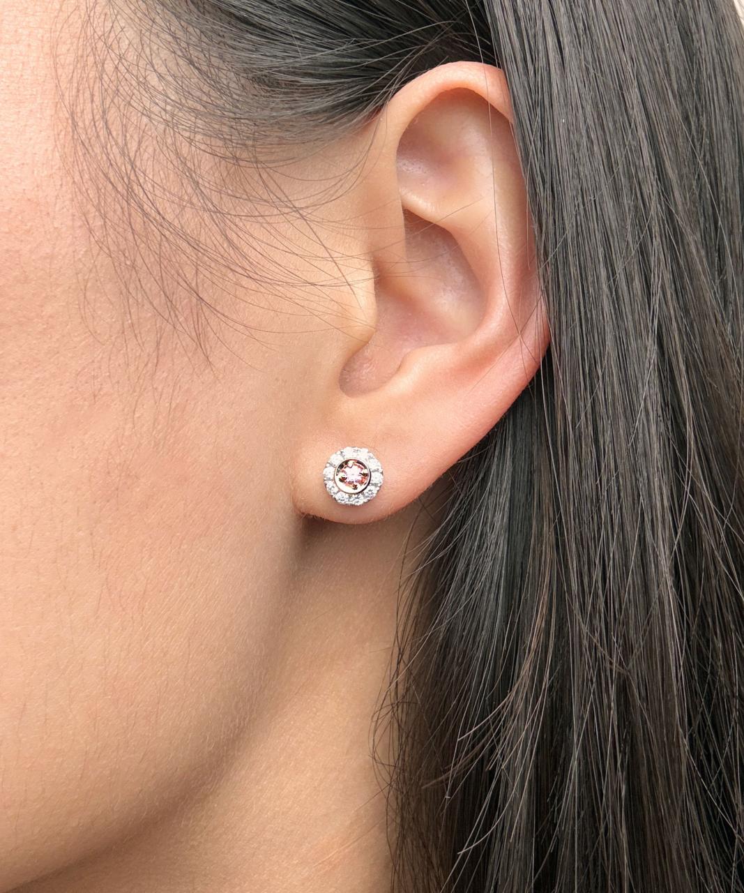 Halo Argyle Pink Diamond Earrings