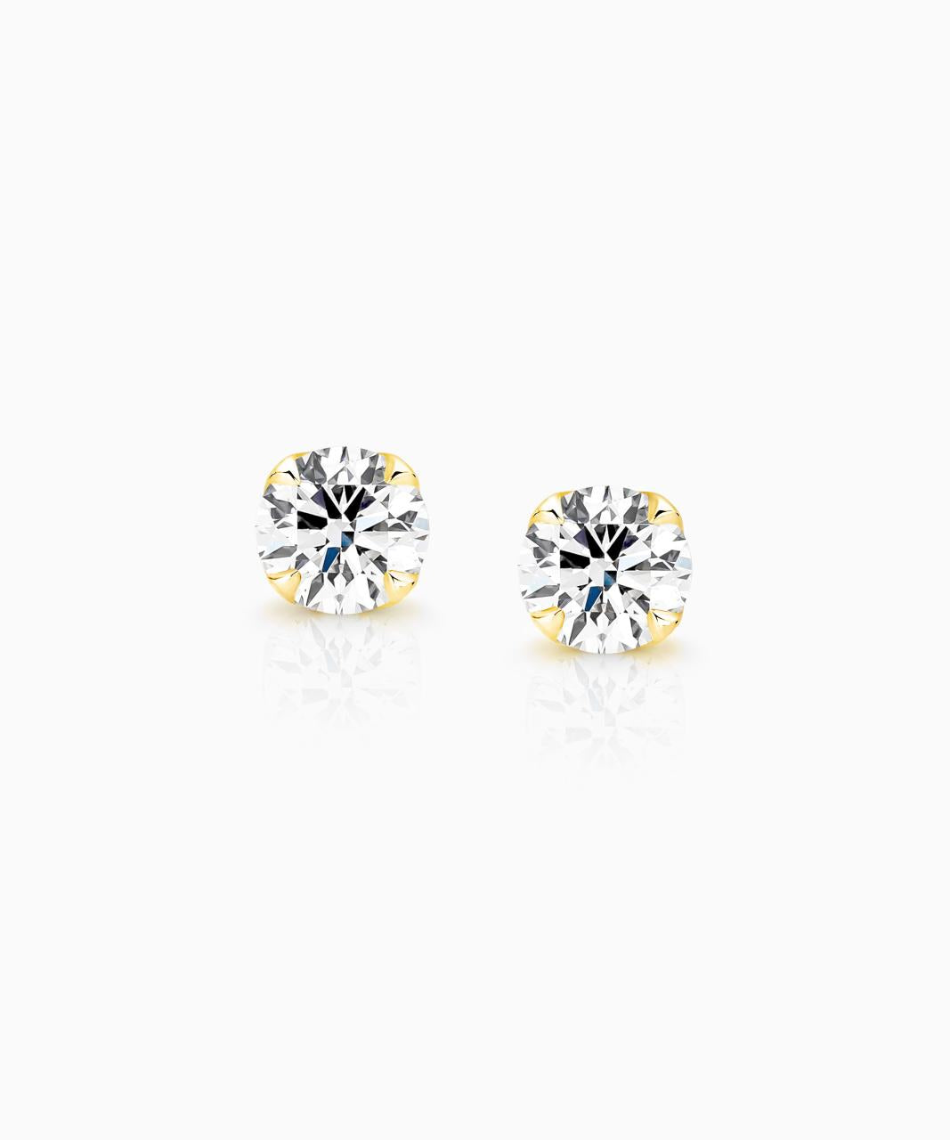 Signature Diamond Stud Earrings, Yellow Gold