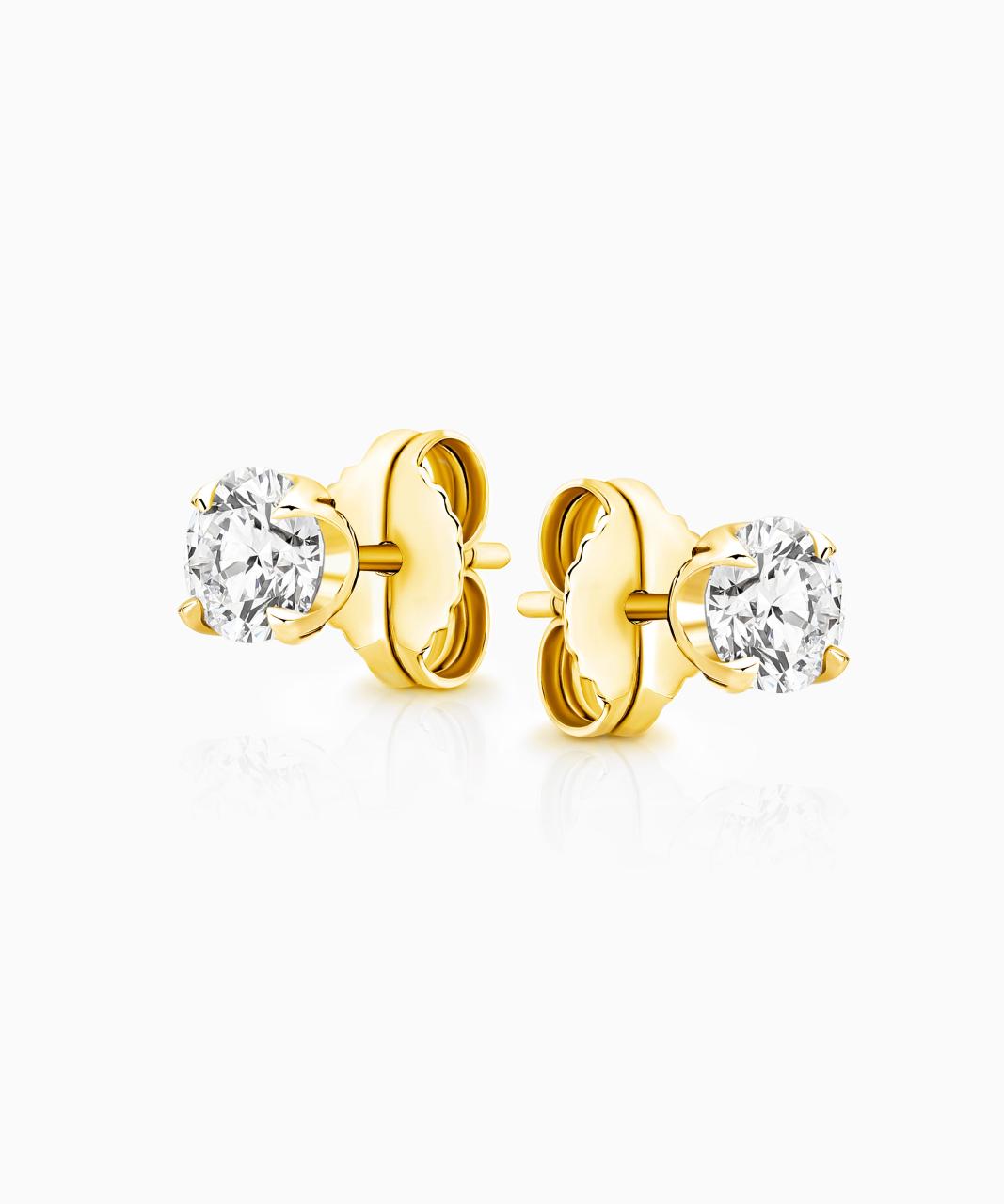 Signature Diamond Stud Earrings, Yellow Gold