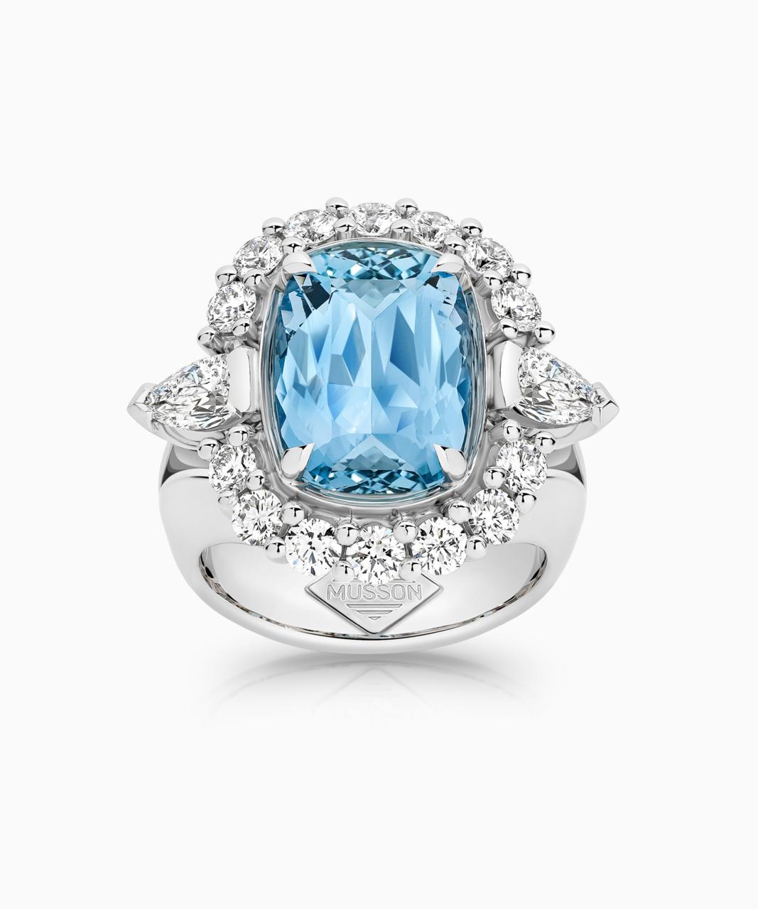 Grace Aquamarine and Diamond Ring