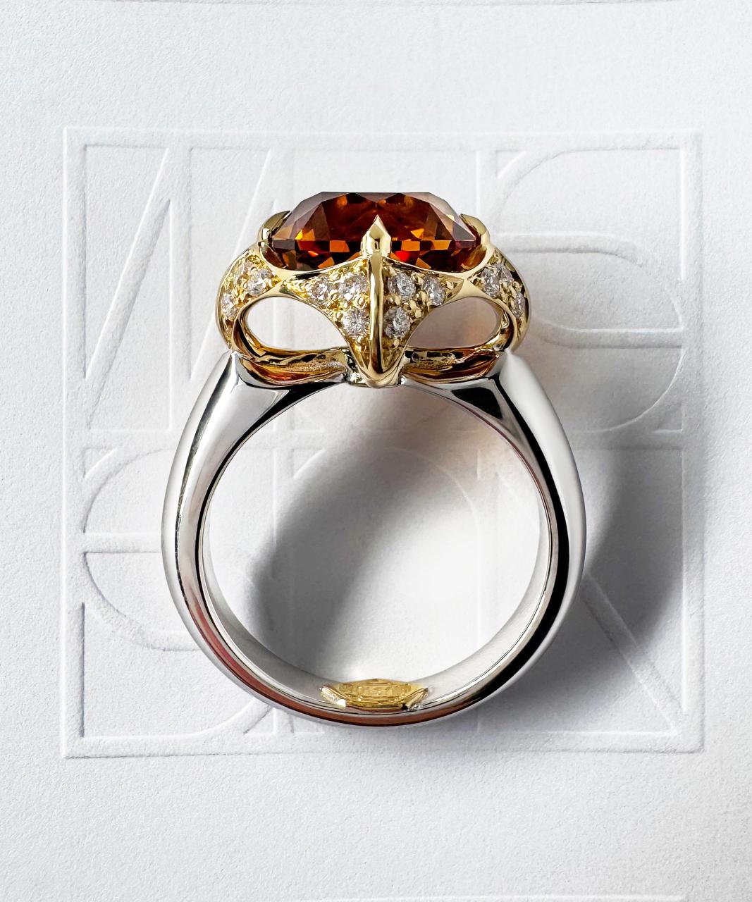 Empress Citrine & Diamond Ring, 18ct White & Yellow Gold
