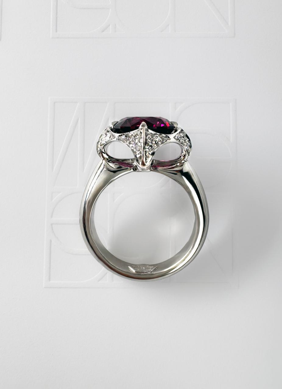 Empress Garnet Diamond Ring, 18ct White Gold