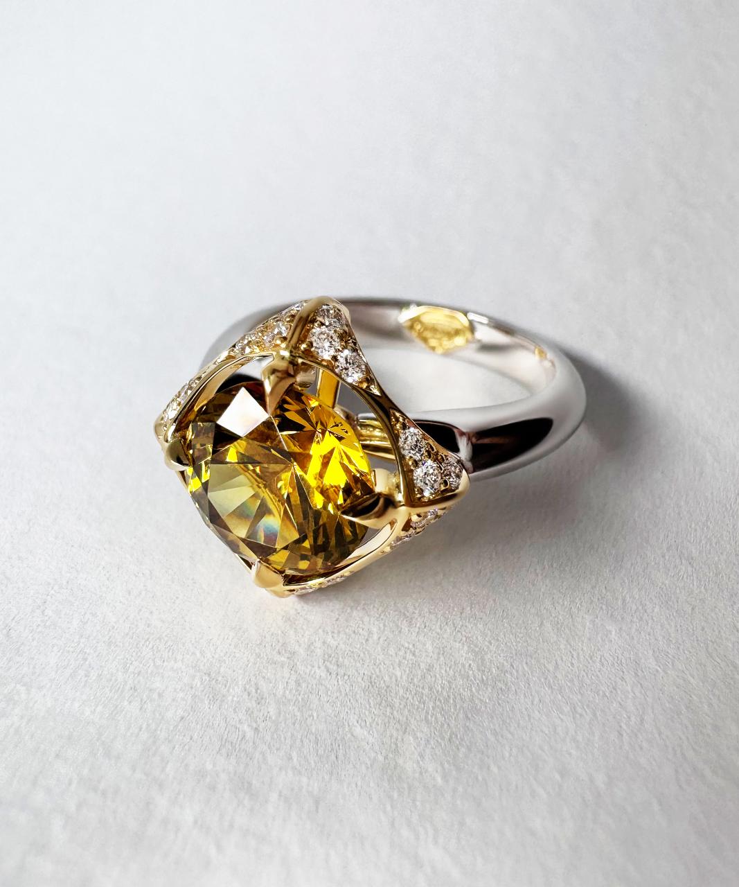 Empress Mali Garnet & Diamond Ring, 18ct White & Yellow Gold