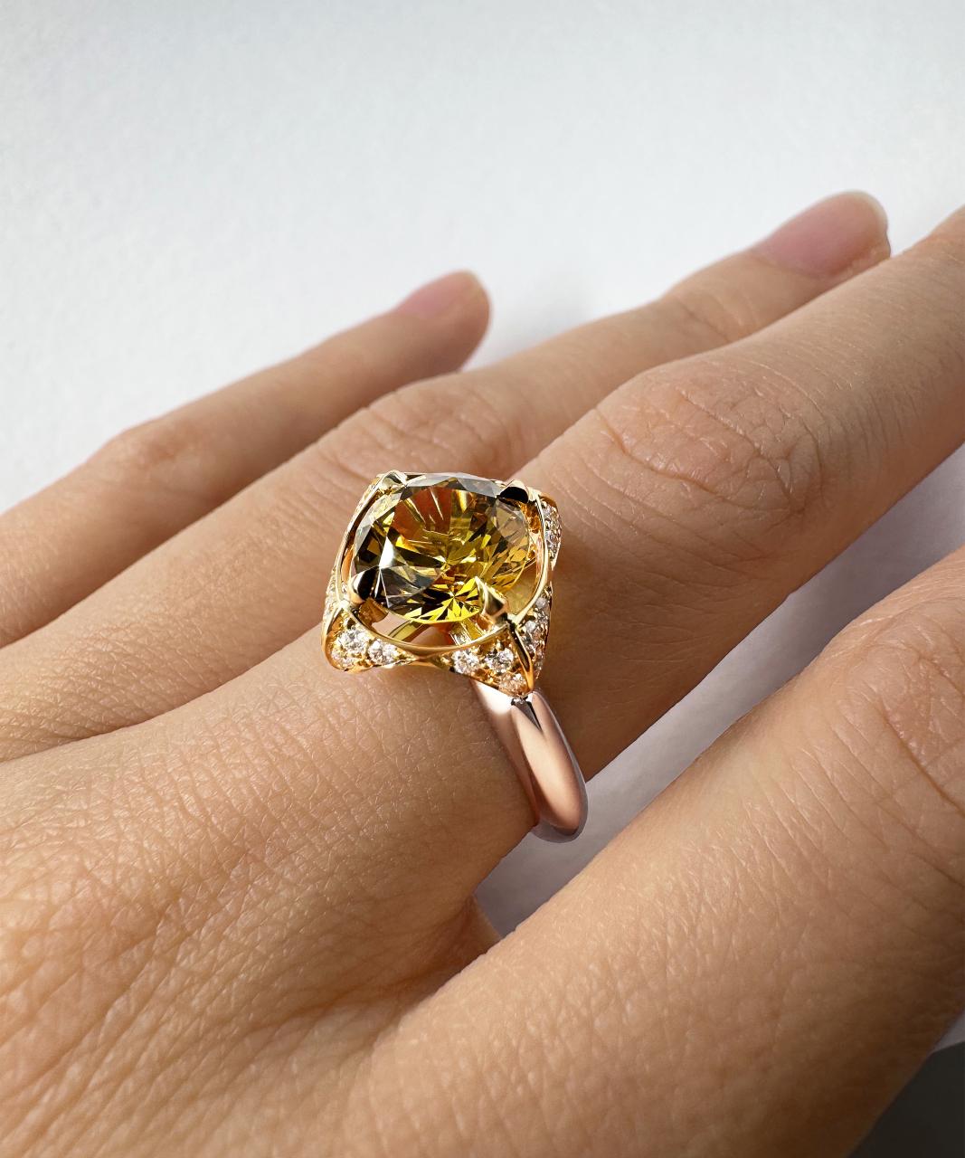 Empress Mali Garnet & Diamond Ring, 18ct White & Yellow Gold