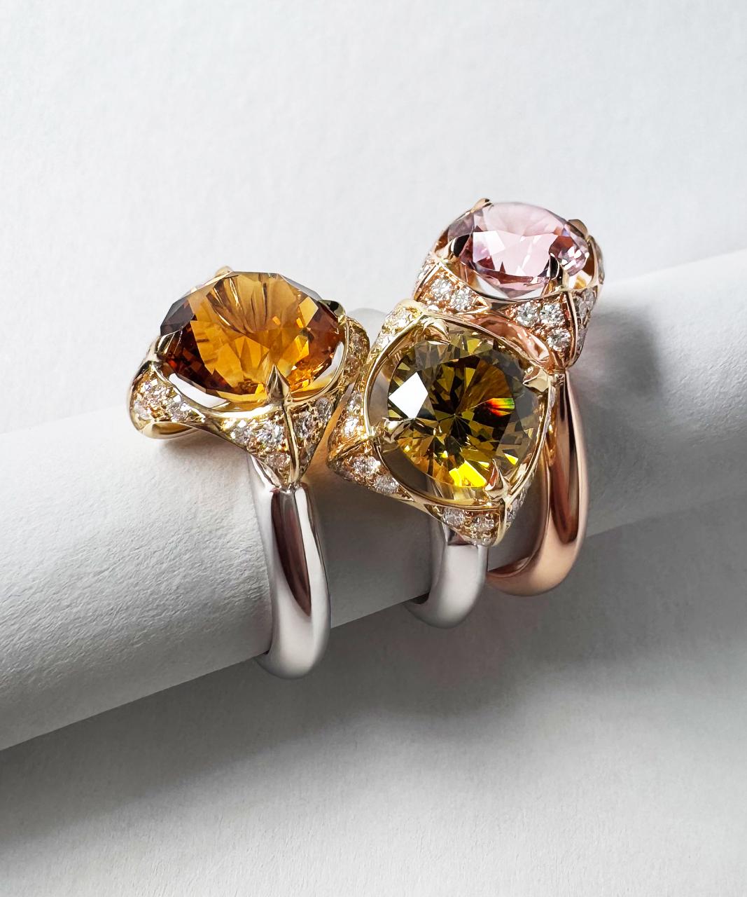 Empress Mali Garnet & Diamond Ring, 18ct White & Yellow Gold