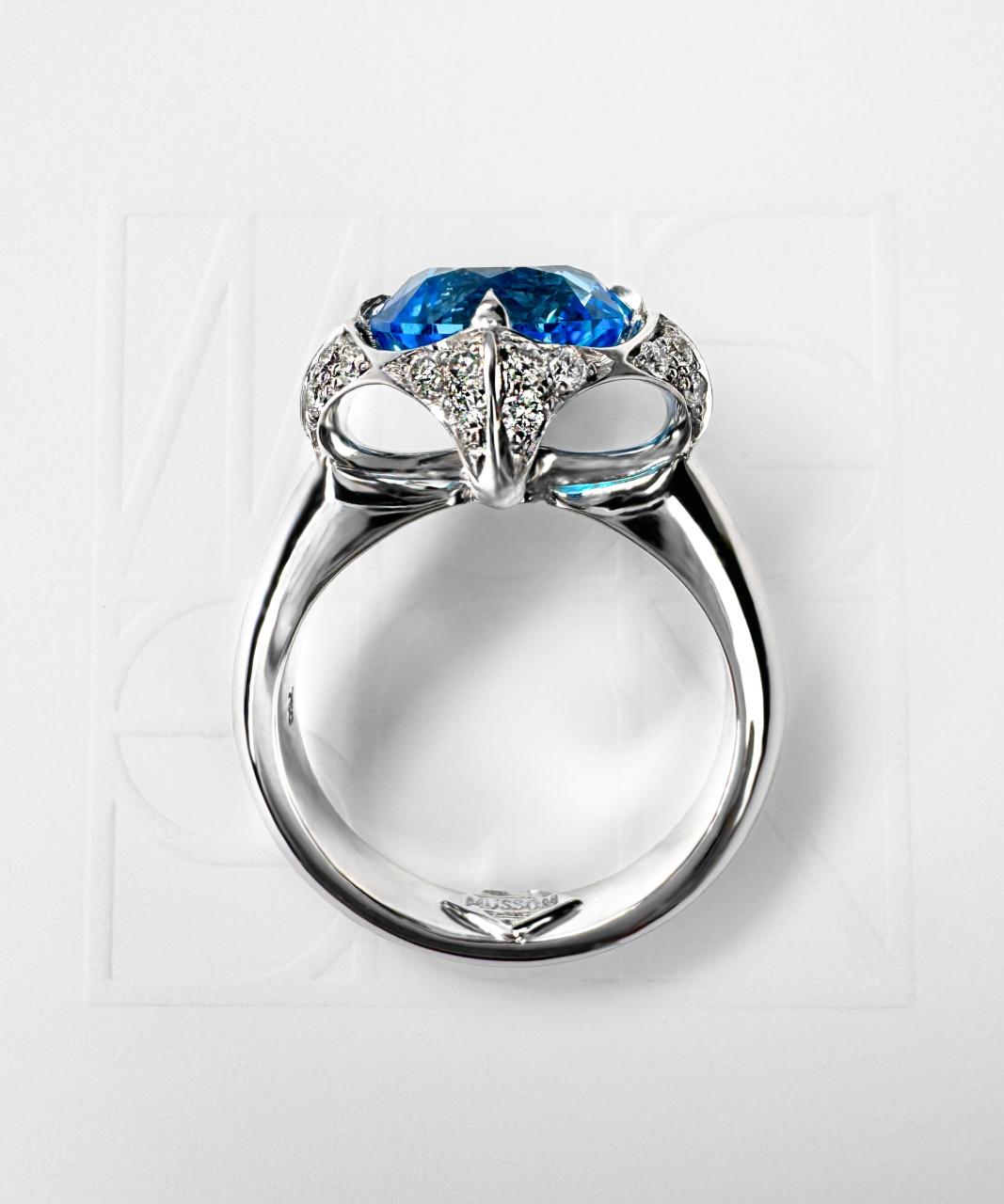 Empress Swiss Blue Topaz Ring, 18ct White Gold