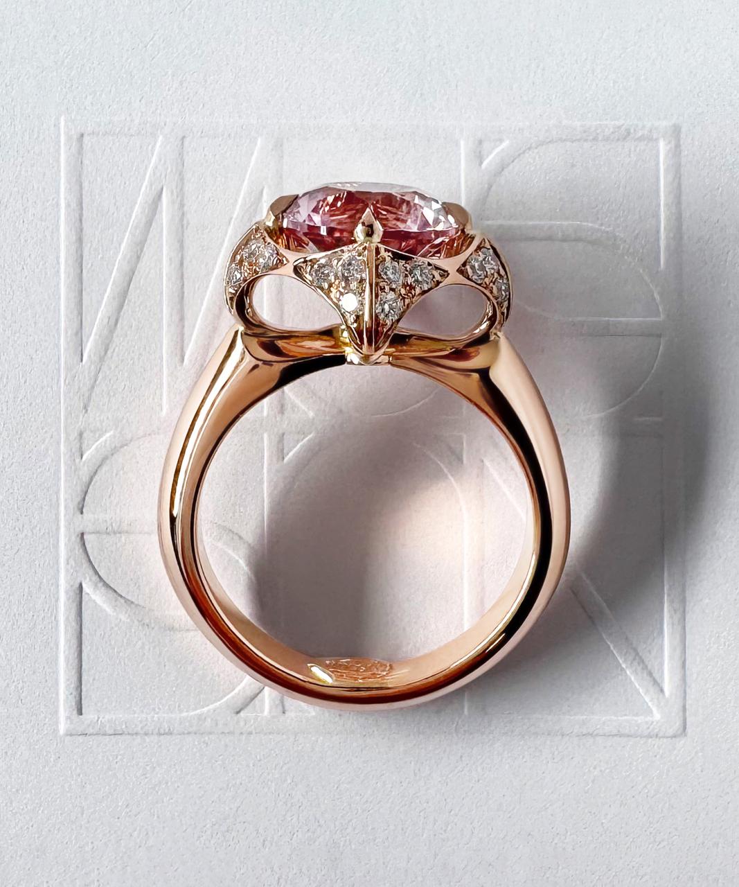 Empress Pink Tourmaline & Diamond Ring, 18ct Rose Gold