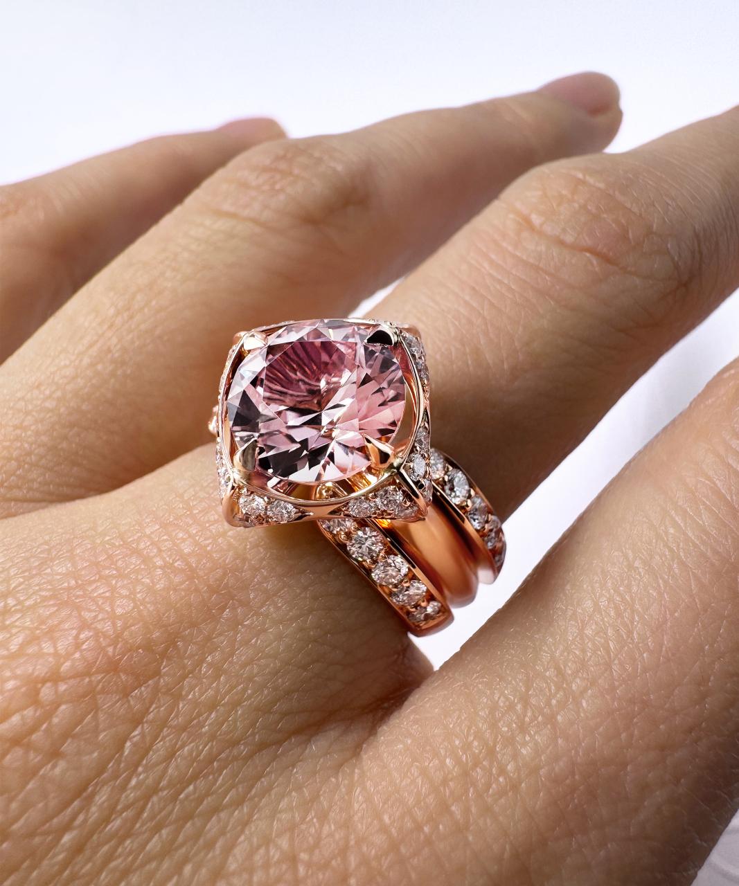 Empress Pink Tourmaline & Diamond Ring, 18ct Rose Gold