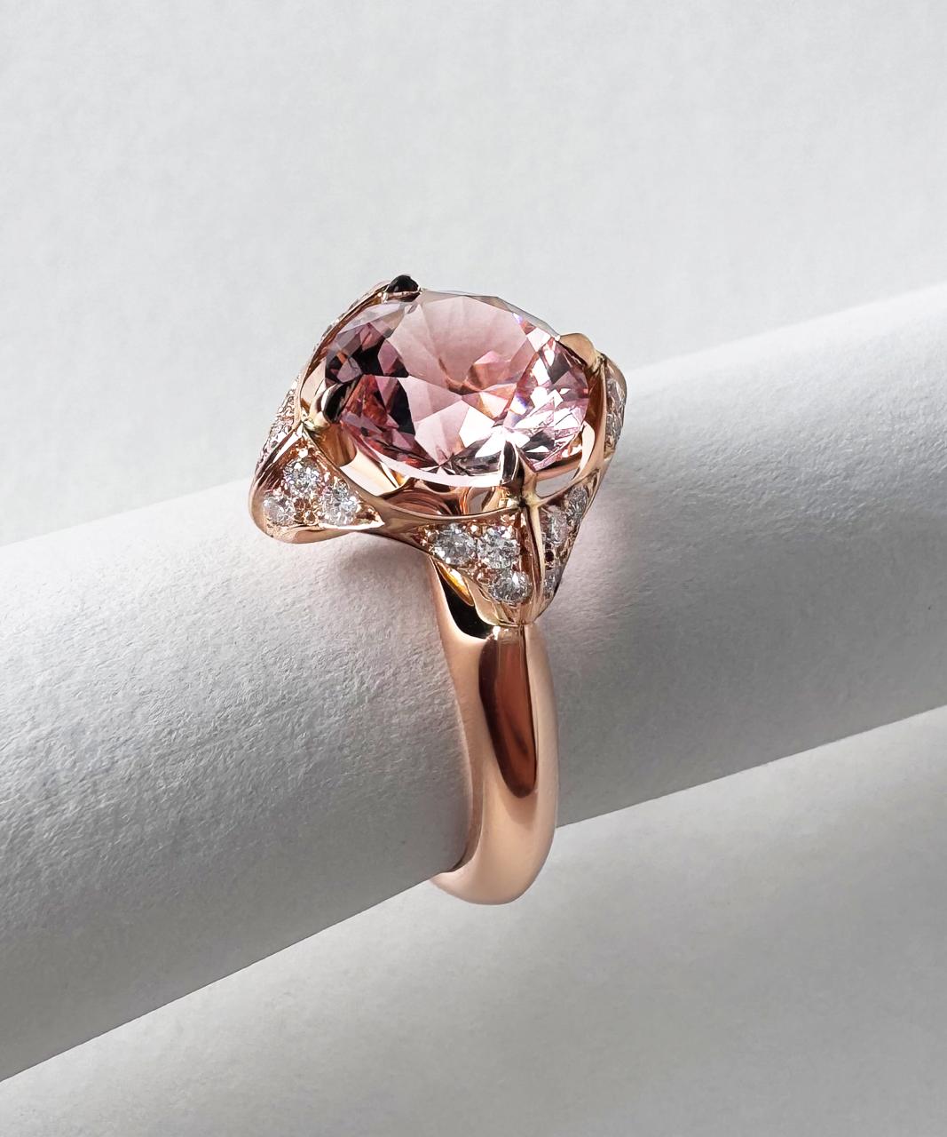 Empress Pink Tourmaline & Diamond Ring, 18ct Rose Gold