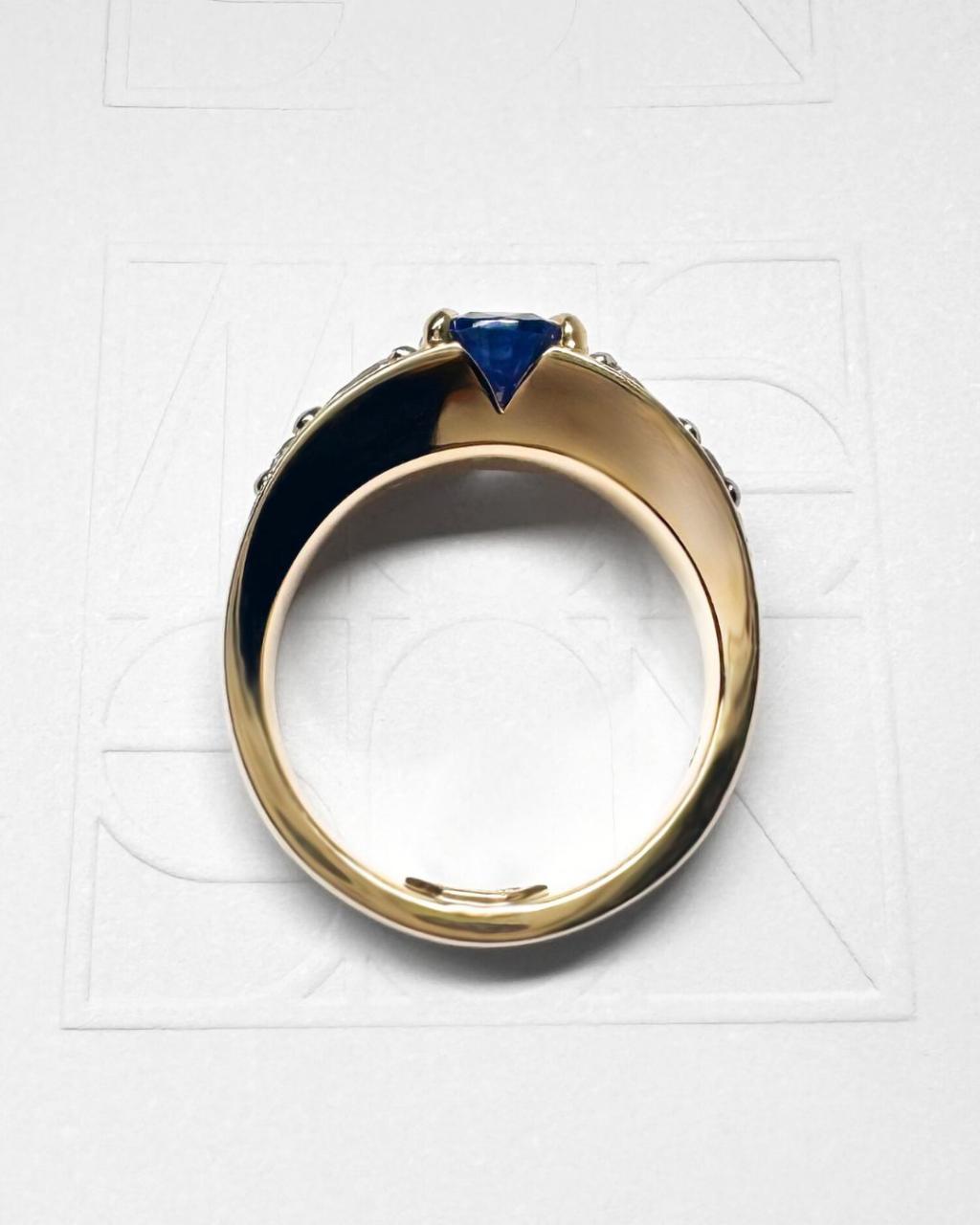 Vivid Bridge Couture with Sapphire & Natural Diamond Ring, 18ct Yellow Gold