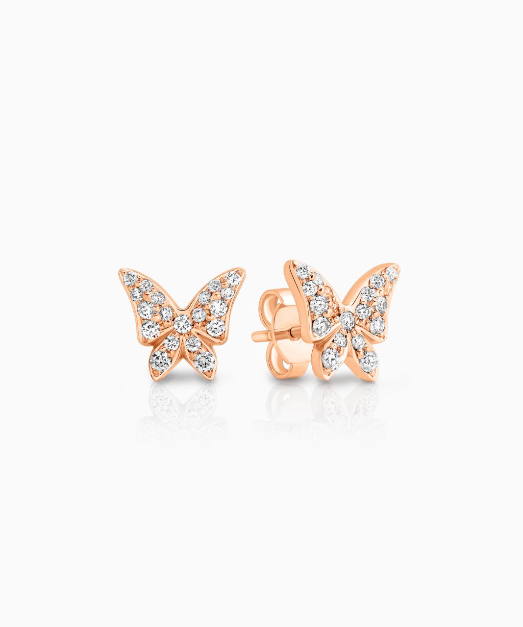 White Butterfly Diamond Earrings - Petite