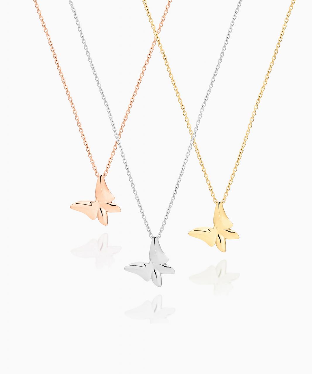 White Butterfly Necklace - Medio