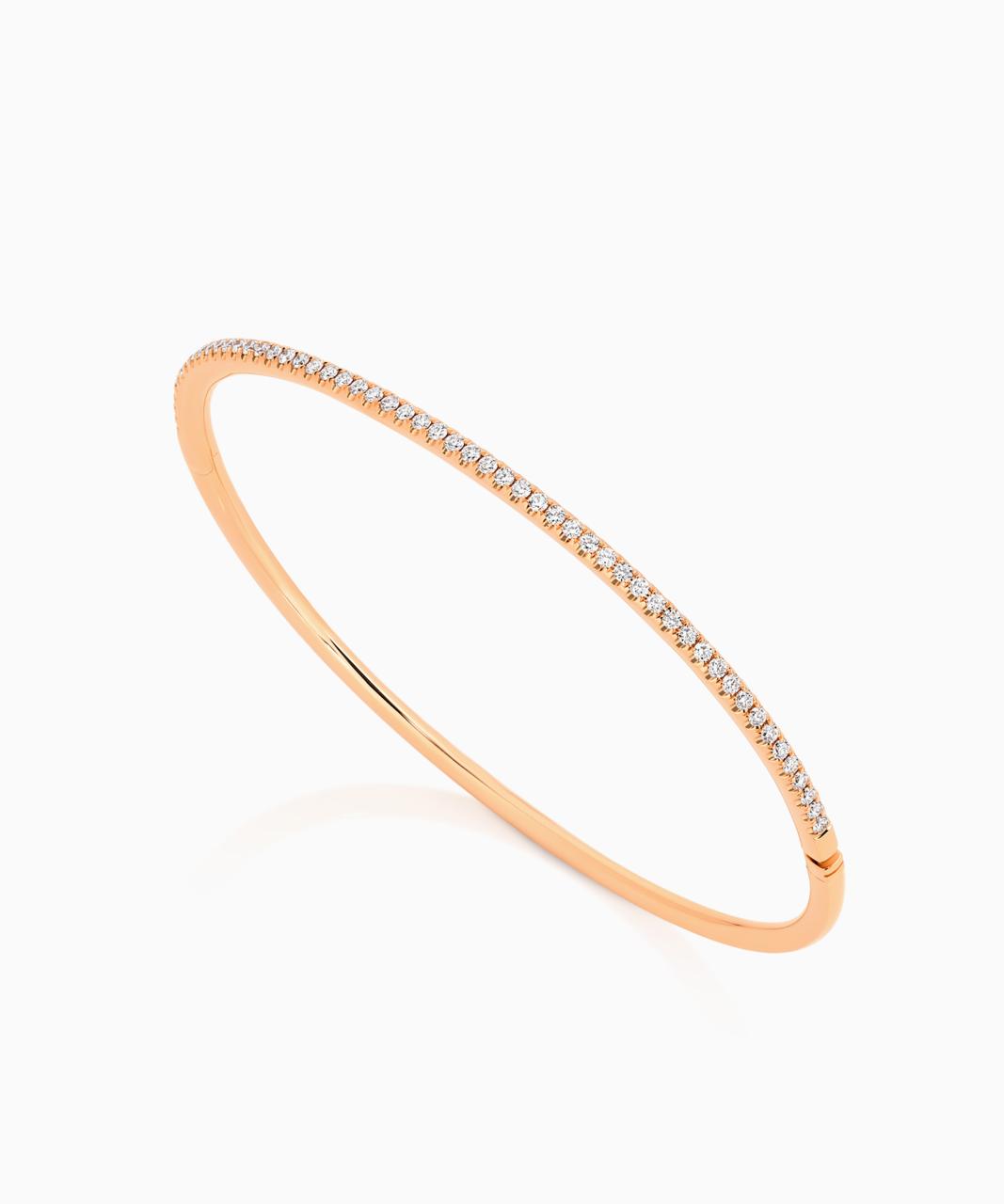 Micro Pavé Diamond Bangle - Petite, Rose Gold