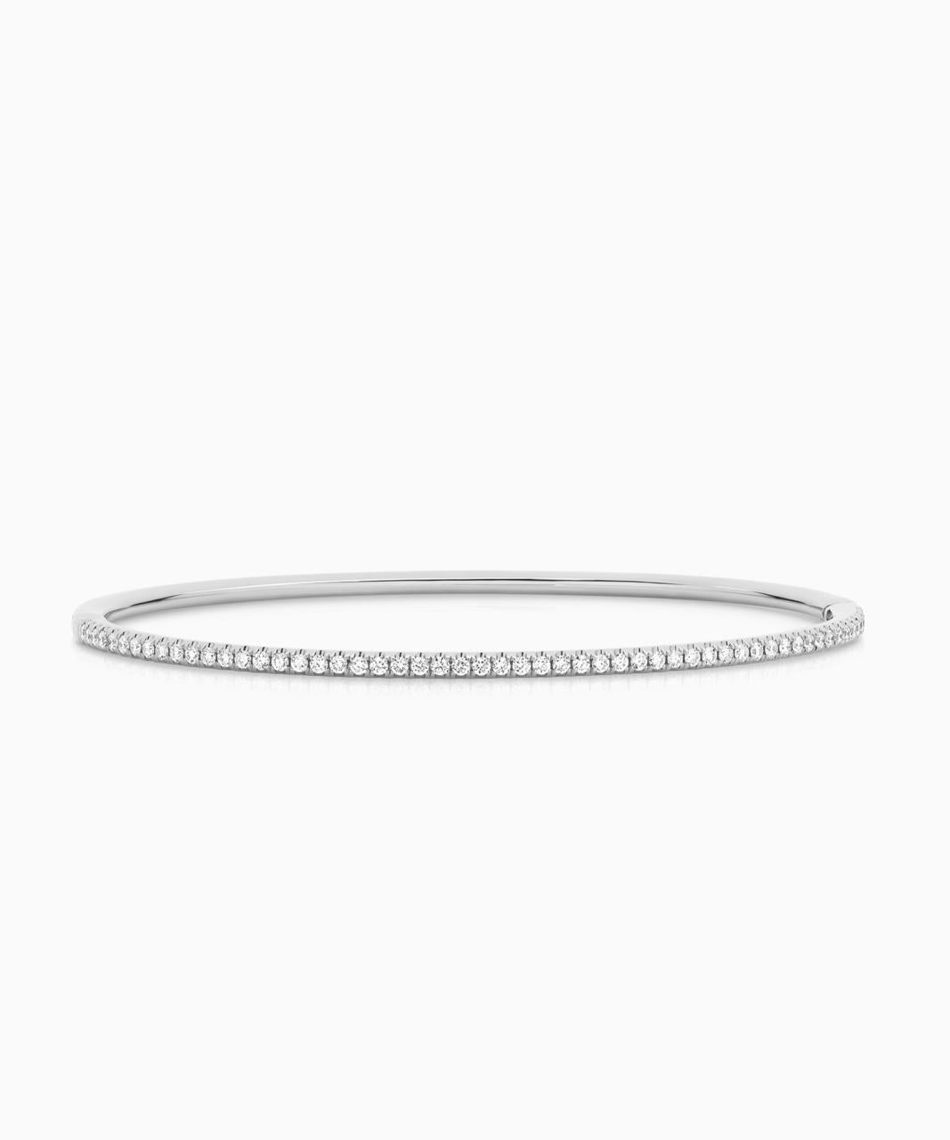 Micro Pavé Diamond Bangle - Medio, White Gold