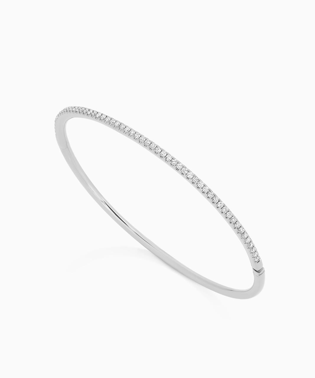 Micro Pavé Diamond Bangle - Medio, White Gold