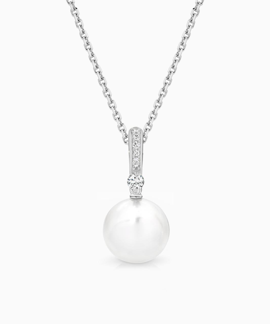 Quiver South Sea Pearl & Diamond Pendant, 18ct White Gold