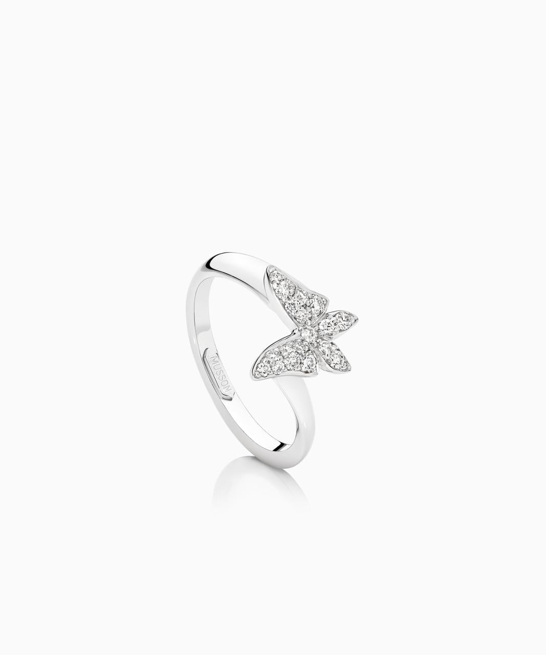 White Butterfly Diamond Ring - Petite, 18ct White Gold