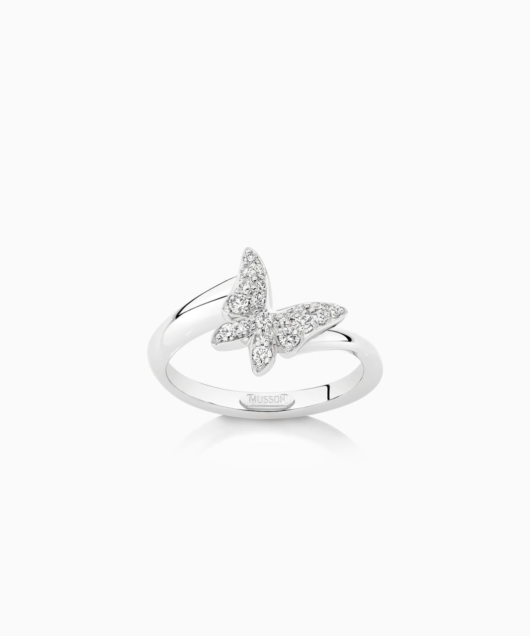 White Butterfly Diamond Ring - Petite, 18ct White Gold