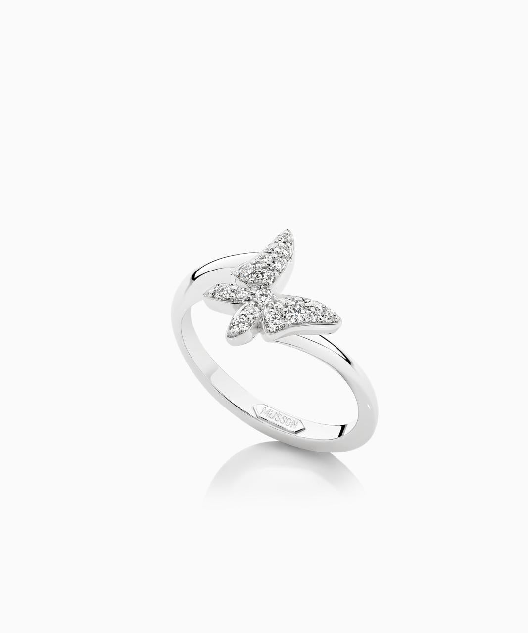 White Butterfly Diamond Ring - Petite, 18ct White Gold