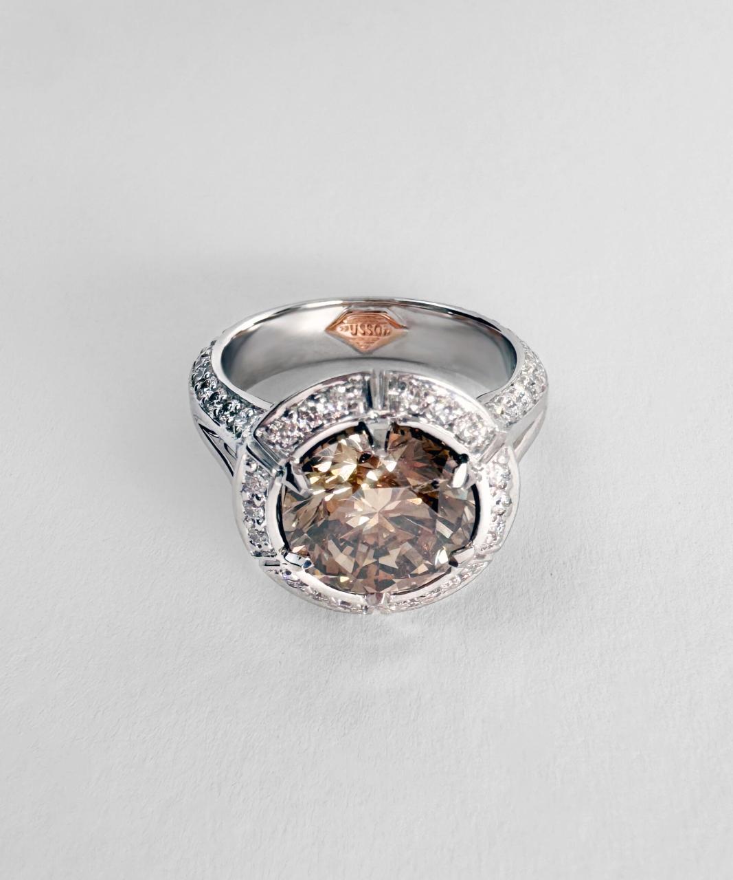 Sun Struck Argyle Champagne Diamond Ring, 18ct White and Rose Gold