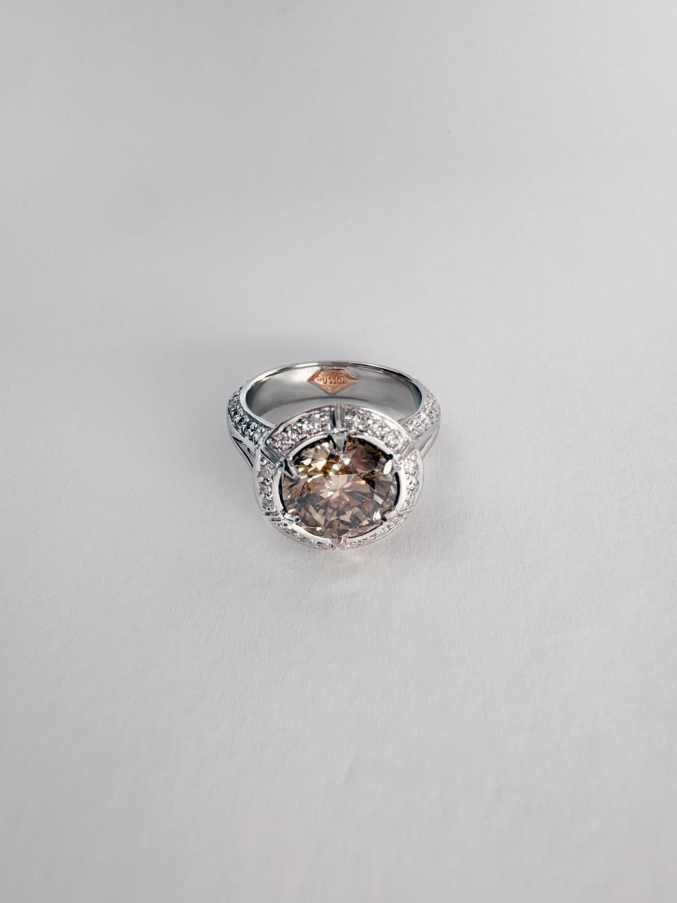 Sun Struck Argyle Champagne Diamond Ring, 18ct White and Rose Gold