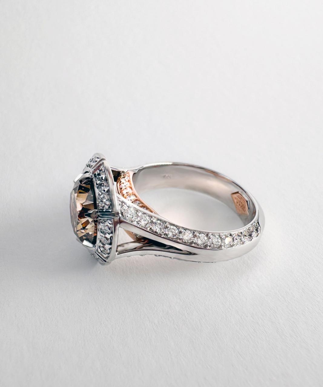 Sun Struck Argyle Champagne Diamond Ring, 18ct White and Rose Gold