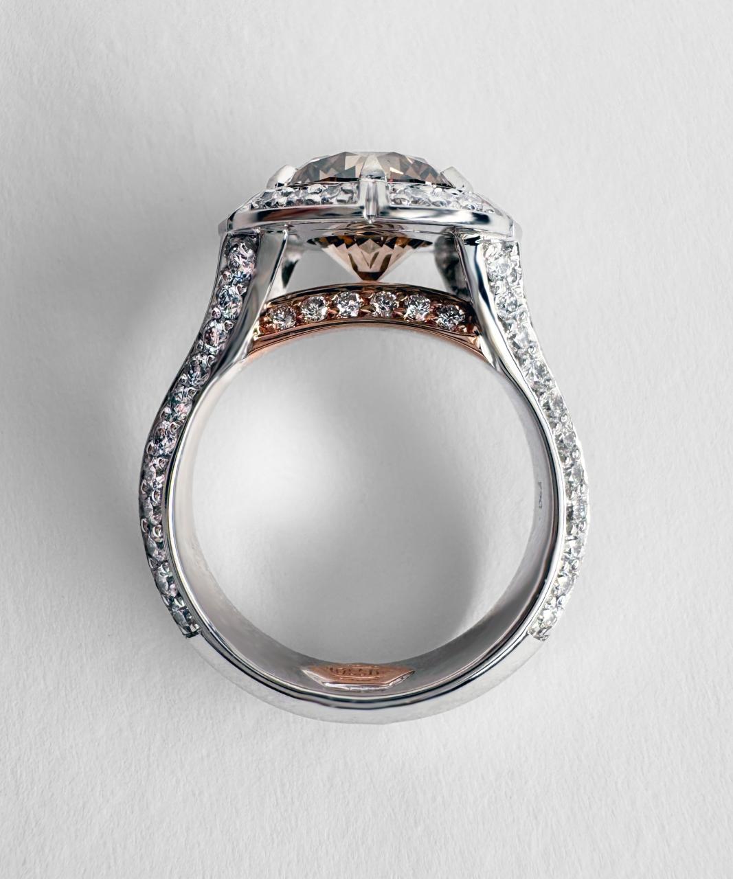 Sun Struck Argyle Champagne Diamond Ring, 18ct White and Rose Gold