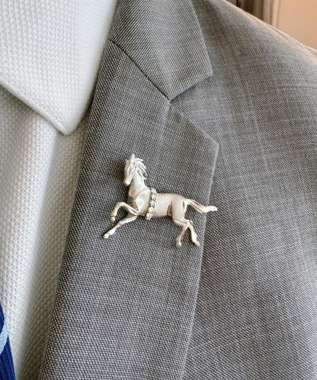Equus Diamond Horse Lapel Pin, 18ct White Gold