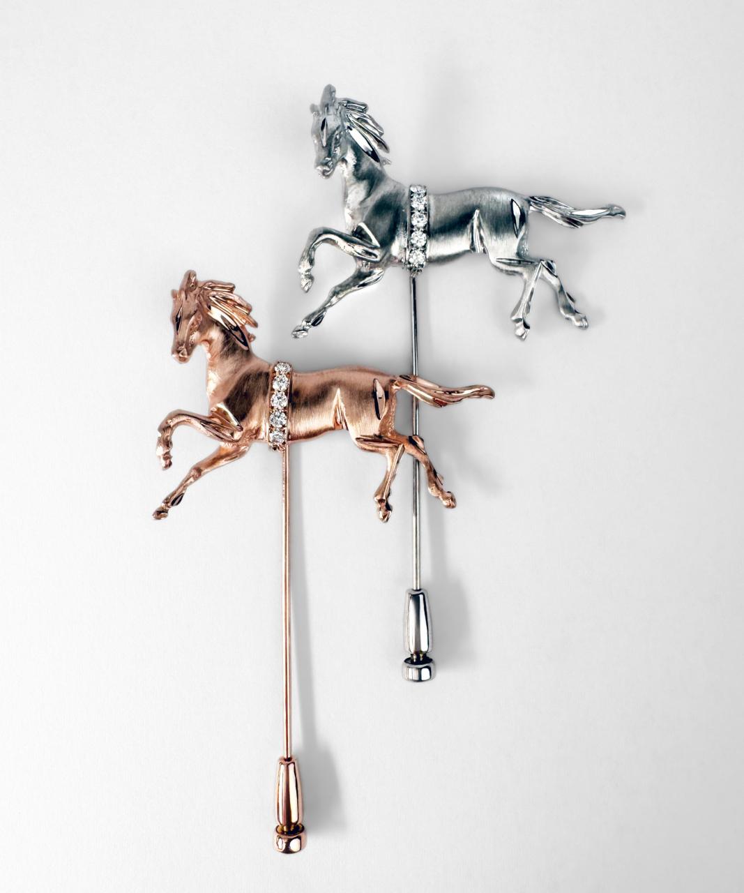 Equus Diamond Horse Lapel Pin, 18ct White Gold