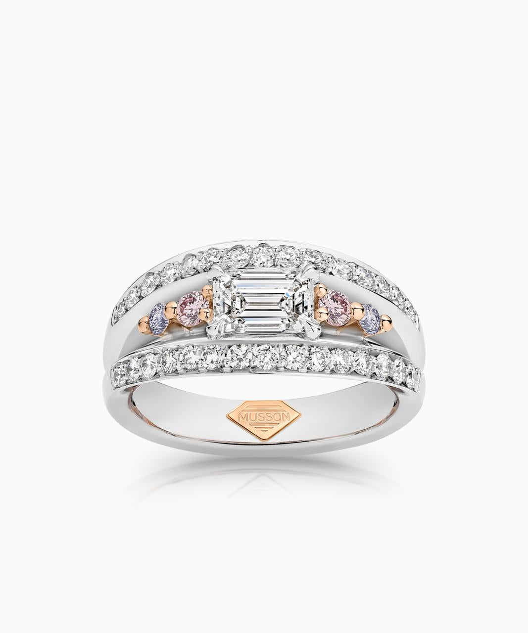 Vivid Bridge Couture Pink and Blue Argyle Diamond Ring