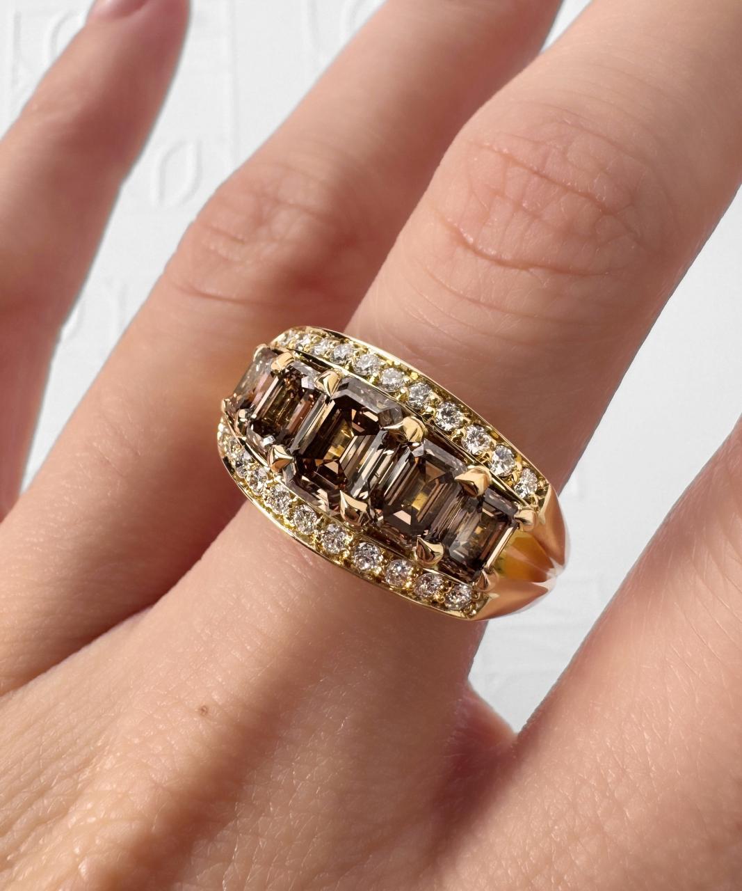 Vivid Bridge Couture Argyle Cognac Diamond Ring