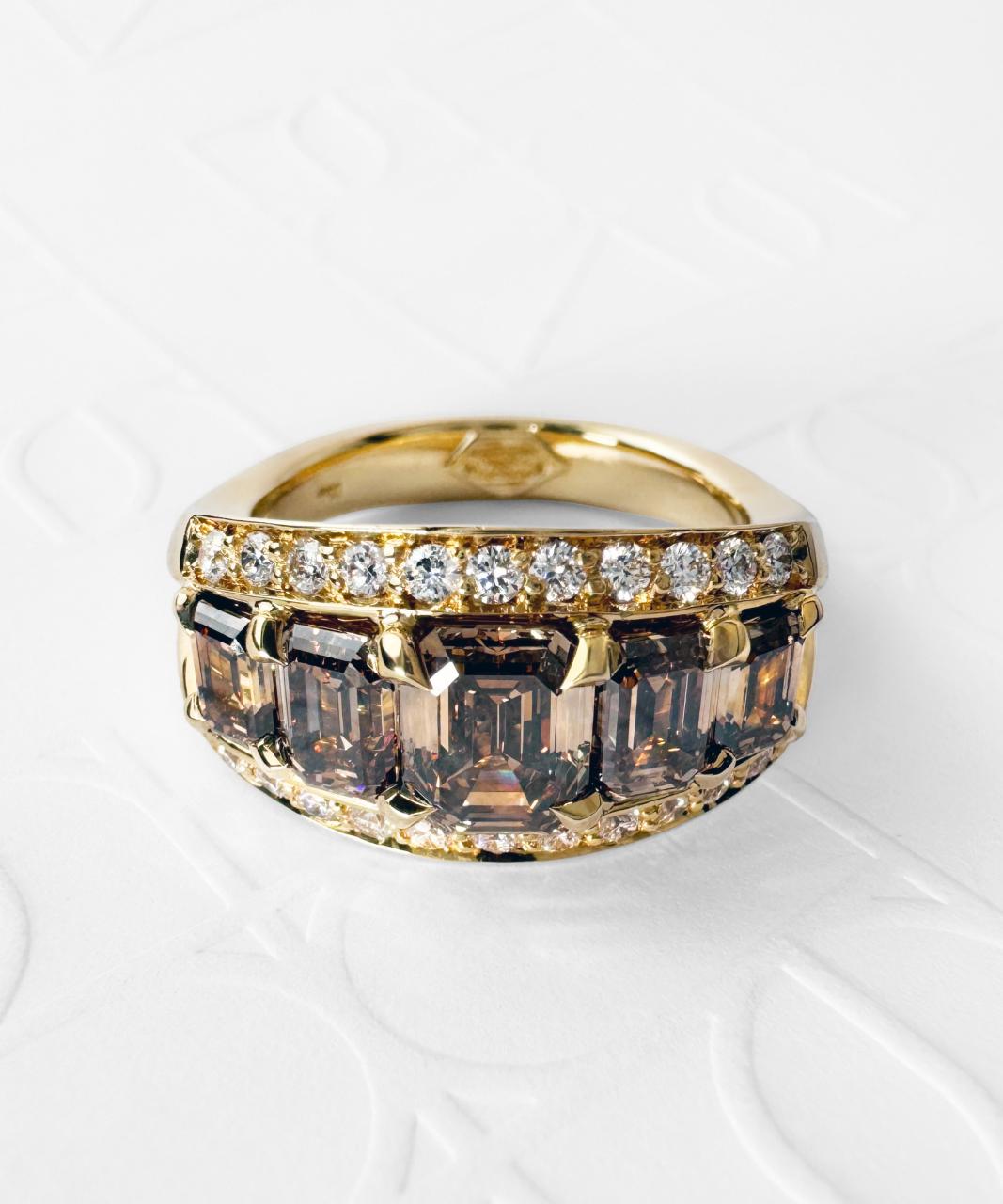 Vivid Bridge Couture Argyle Cognac Diamond Ring