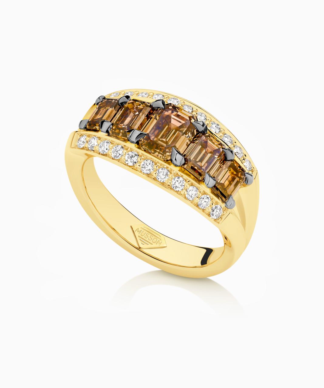 Vivid Bridge Couture Argyle Cognac Diamond Ring