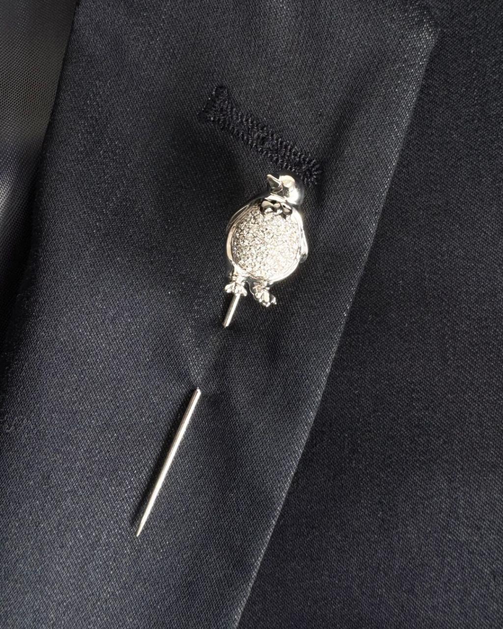 Penguin Diamond Pin, 18ct White Gold