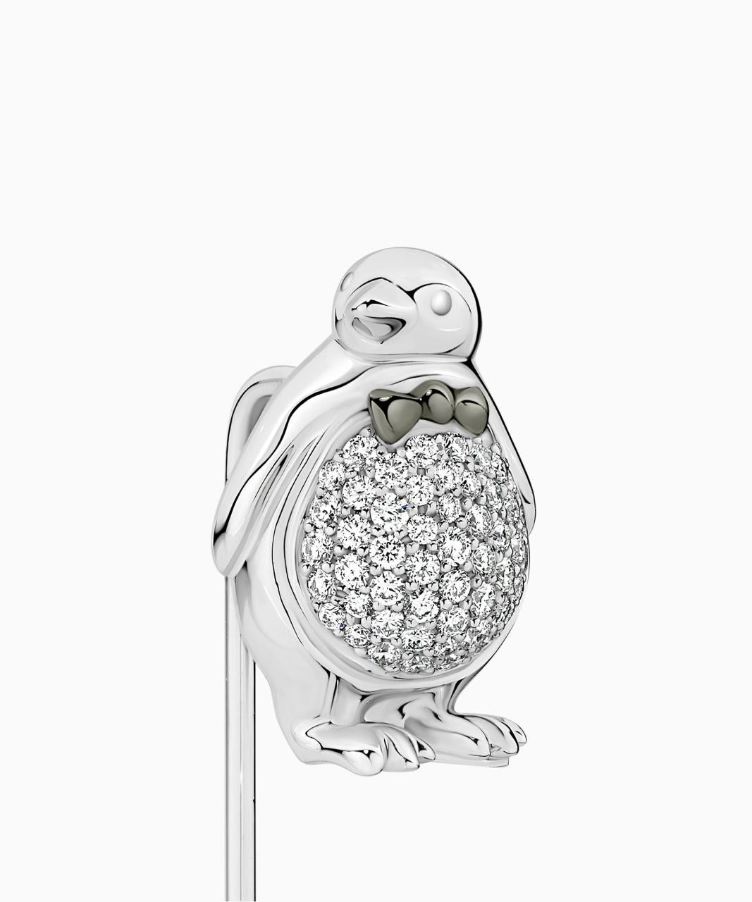Penguin Diamond Pin, 18ct White Gold