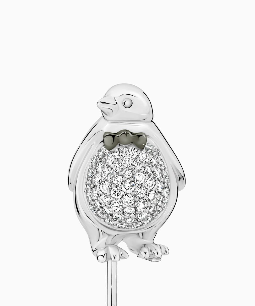 Penguin Diamond Pin, 18ct White Gold